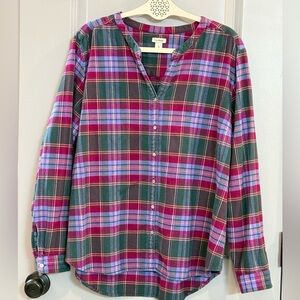L.L. Bean Plaid Button Down Shirt - Pink, Green, Blue